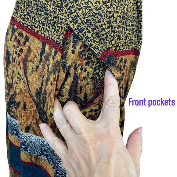 Vintage Melrose Multicolor Animal print stripe midi skirt wrap style Size Medium - Picture 4 of 7